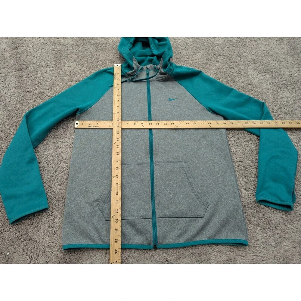 Nike Therma Fit Hoodie Womens Medium Sweatshirt Full Zip Logo Fleece‎ Green